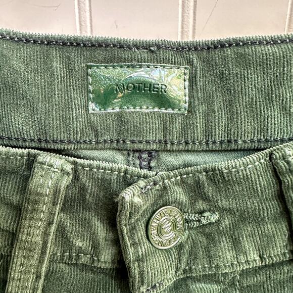 MOTHER The Ditcher Roller Zip Sneak Jeans Dark Green Corduroy Denim Flare 26 - Picture 8 of 12